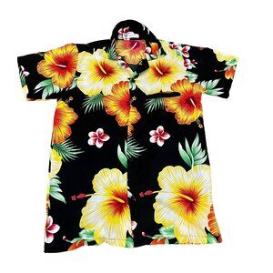 V.H.O. Men's Black Floral Hawaiian Button Down Shirt Sz Small